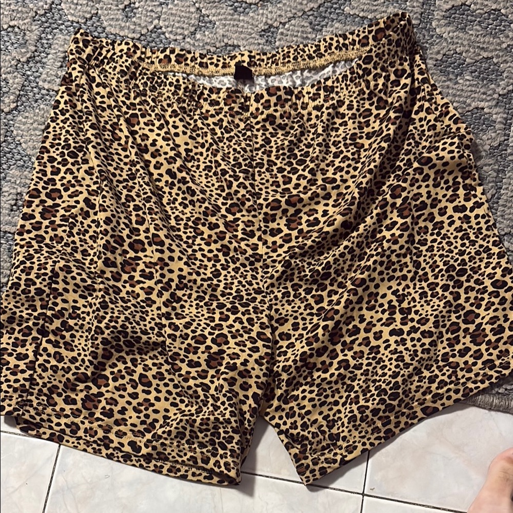 SHEIN Brown and Black Bike Shorts Leopard Print